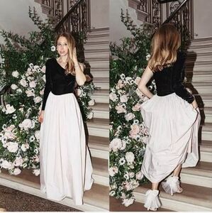 Antonio Melanix Born on Fifth Blair One Shoulder Velvet Sleeve Taffeta Dress